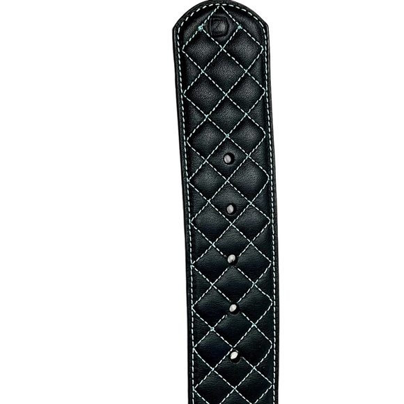 Noble Outfitters Equestrian Classic Quilted Belt Black w/Blue Stitching  sz XL main image 2